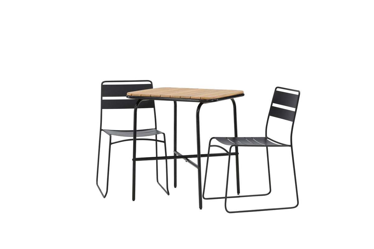 Matstolar 2-pack Svart + Cafebord 74 x 70 x 88 Natur