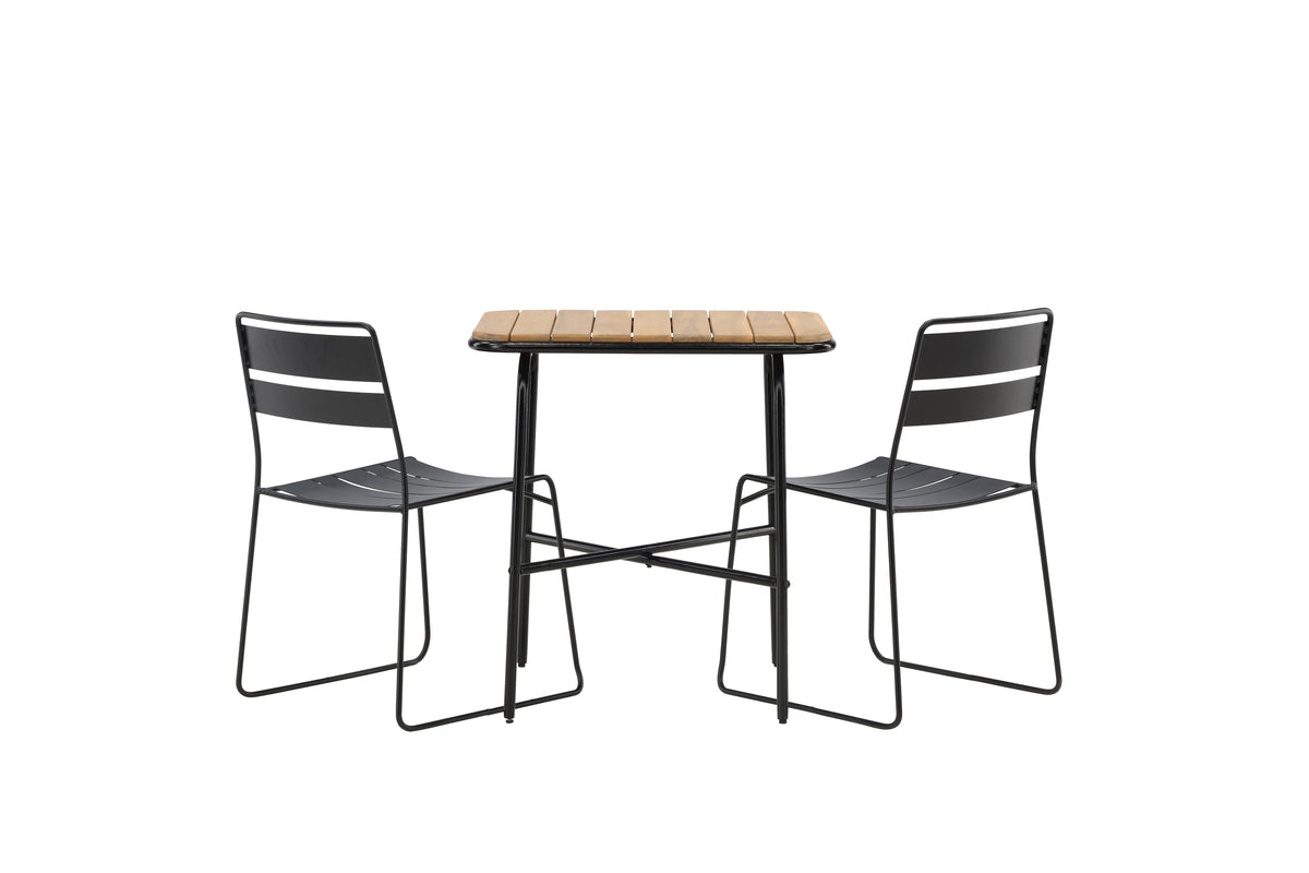 Matstolar 2-pack Svart + Cafebord 74 x 70 x 88 Natur