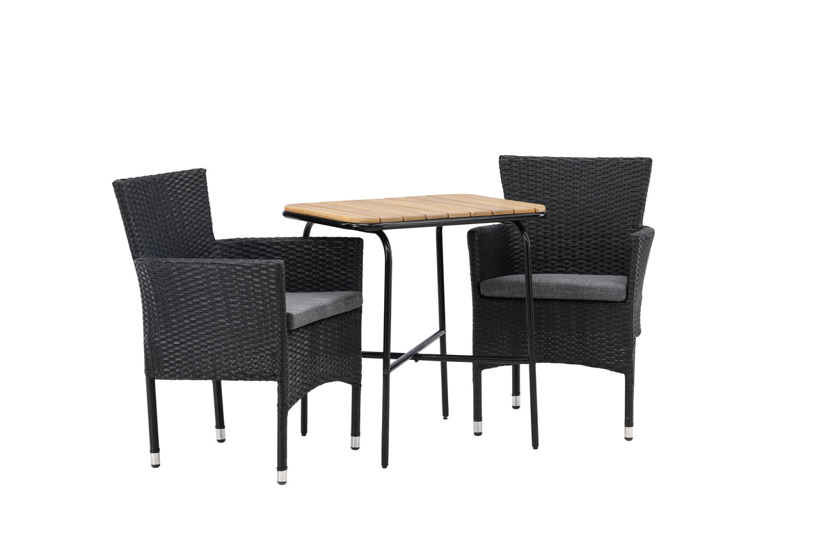 Matstolar 2-pack Svart + Cafebord 74 x 70 x 88 Natur