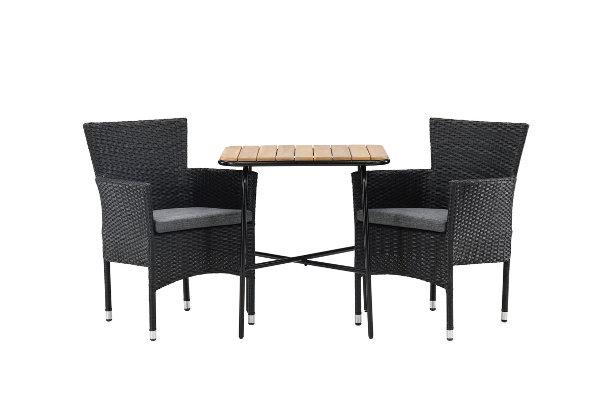 Matstolar 2-pack Svart + Cafebord 74 x 70 x 88 Natur