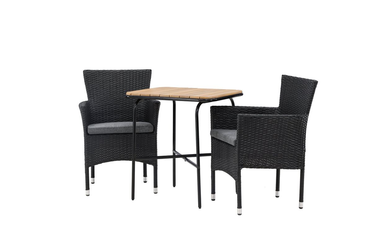 Matstolar 2-pack Svart + Cafebord 74 x 70 x 88 Natur