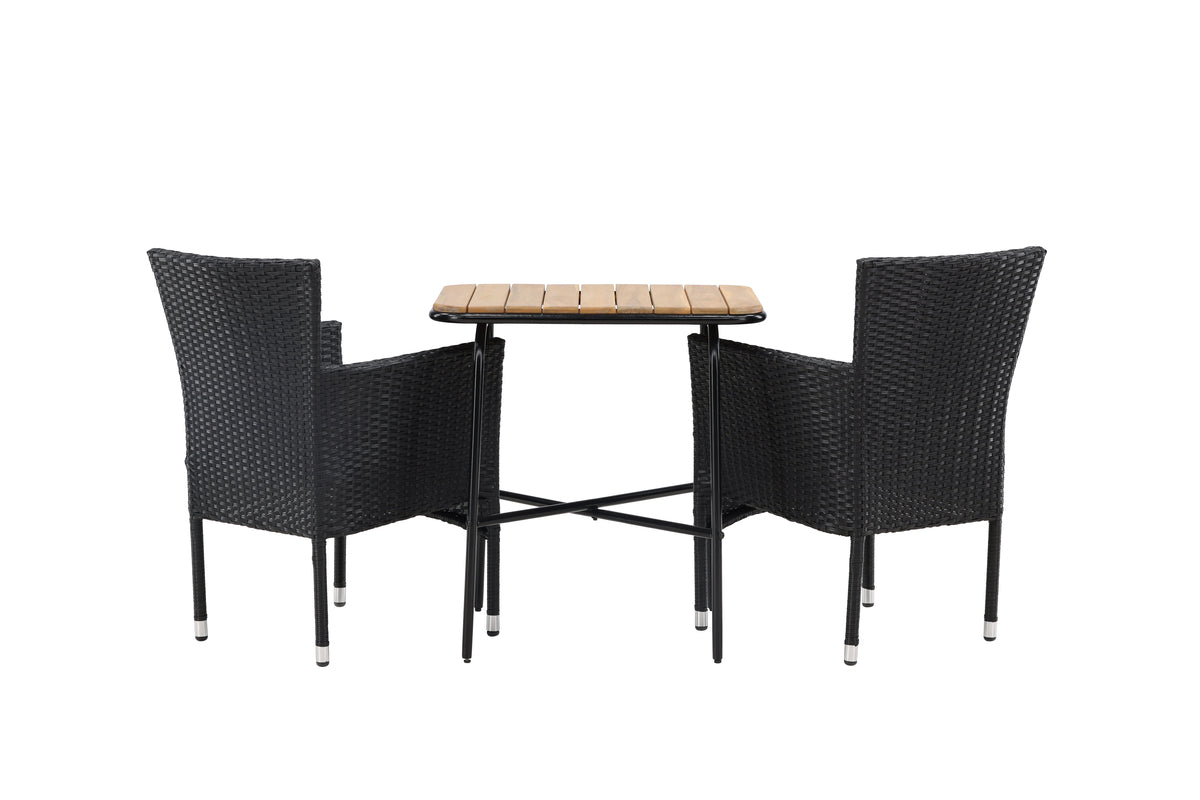 Matstolar 2-pack Svart + Cafebord 74 x 70 x 88 Natur