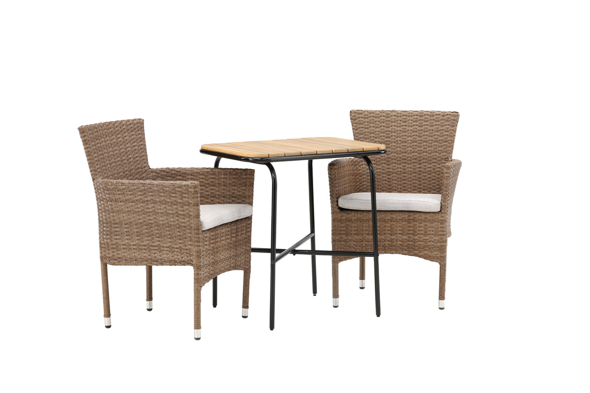 Matstolar 2-pack Natur + Cafebord 74 x 70 x 88 Natur