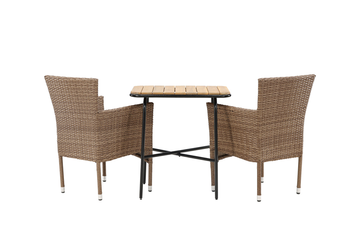 Matstolar 2-pack Natur + Cafebord 74 x 70 x 88 Natur