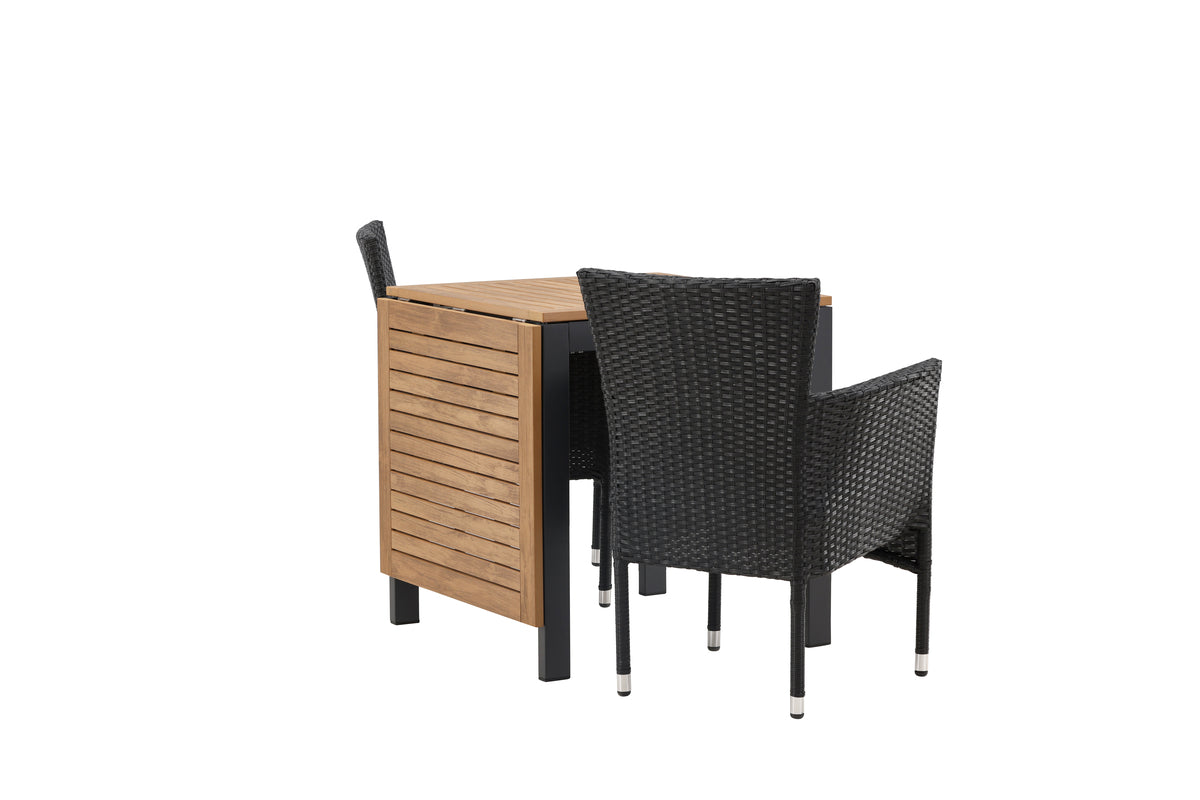 Matstolar 2-pack Svart + Cafebord 75 x 70 x 70 Svart