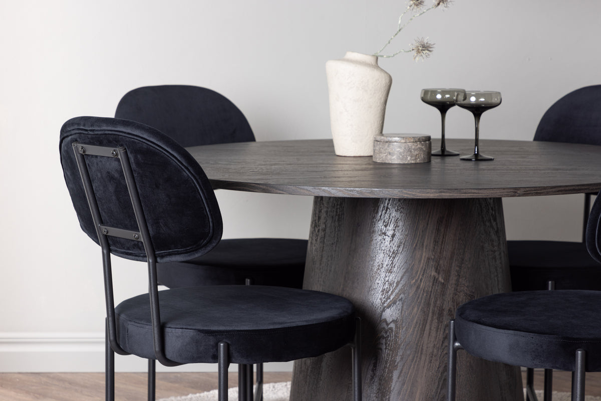 Matstolar 2-pack Svart + Runda Matbord ø120 Mocka