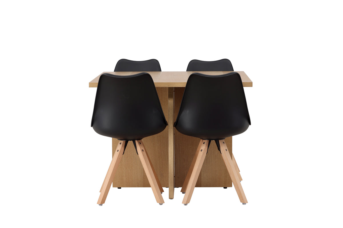 Matstolar 2-pack Svart + Rektangulära Matbord 100 x 100 Natur