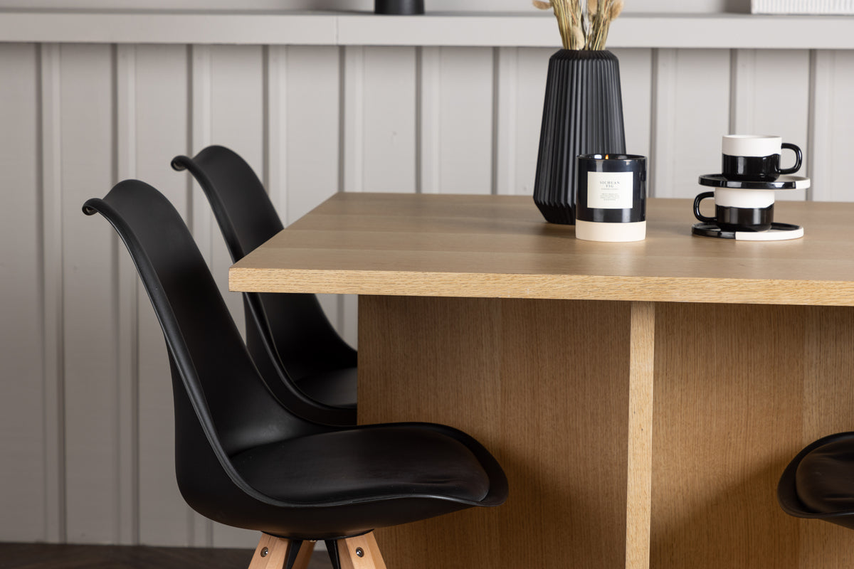 Matstolar 2-pack Svart + Rektangulära Matbord 100 x 100 Natur