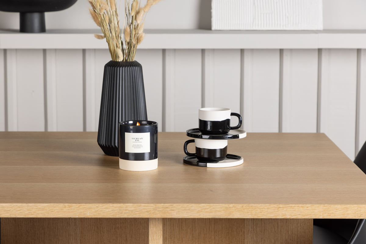 Matstolar 2-pack Svart + Rektangulära Matbord 100 x 100 Natur