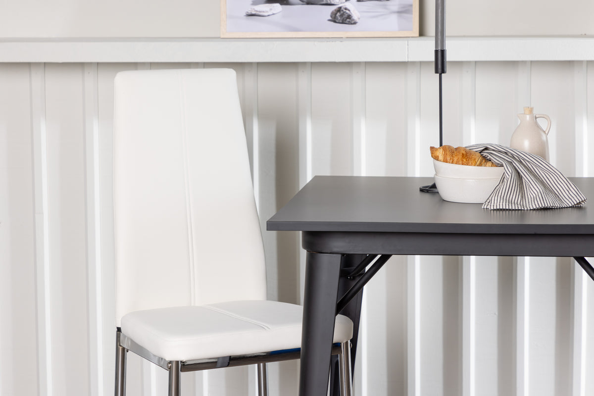 Rektangulära Matbord 80 x 80 Svart + Matstolar 2-pack Vit