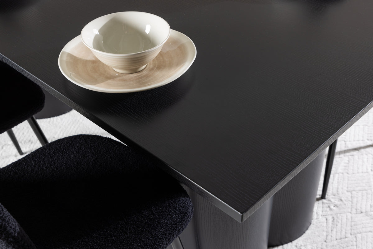 Matstolar 2-pack Svart + Rektangulära Matbord 100 x 210 Svart